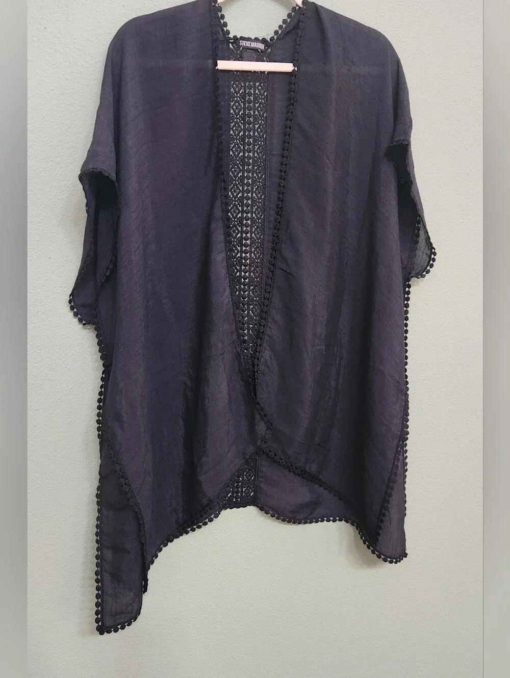 Steve Madden Black Lightweight Kimono Stlye Cover-Up. Size - OSFM